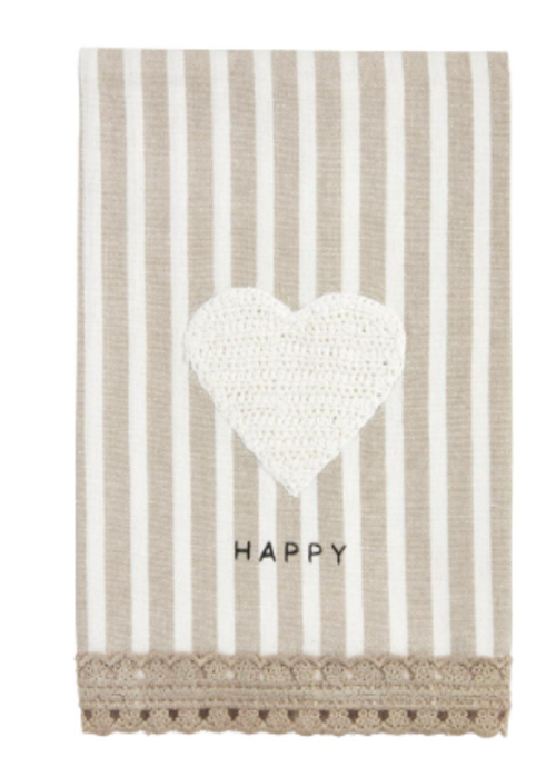 Mudpie Happy Heart Crochet Tea Towel