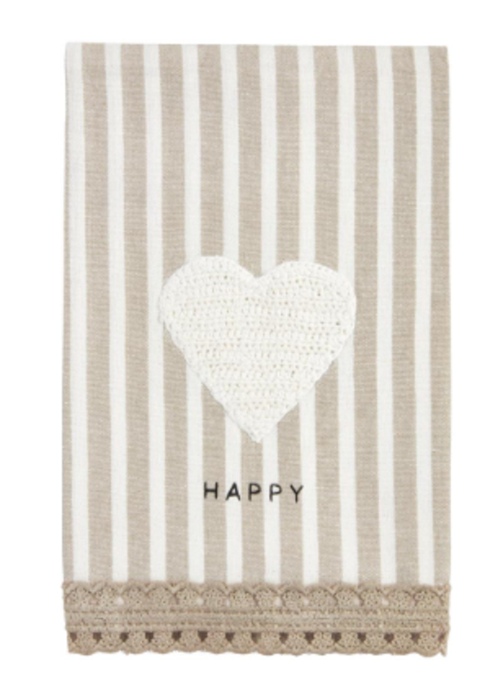 Happy Heart Crochet Tea Towel