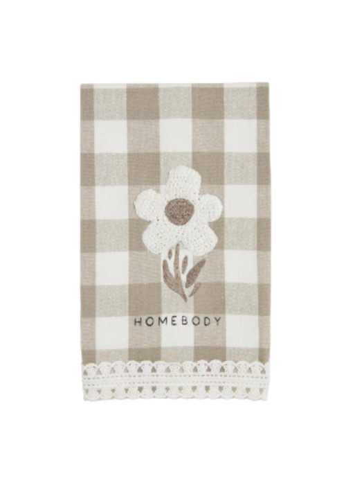 Mudpie Homebody Flower Crochet Tea Towel