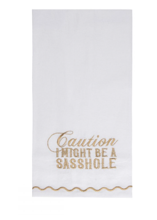 Caution Sasshole Tea Towel