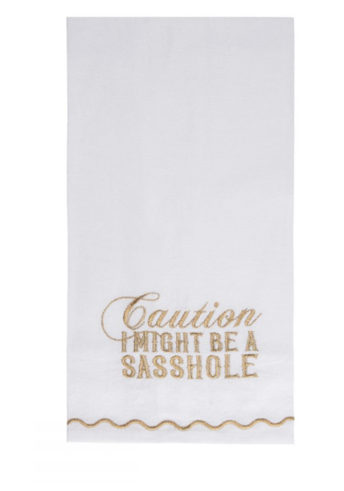 Caution Sasshole Tea Towel