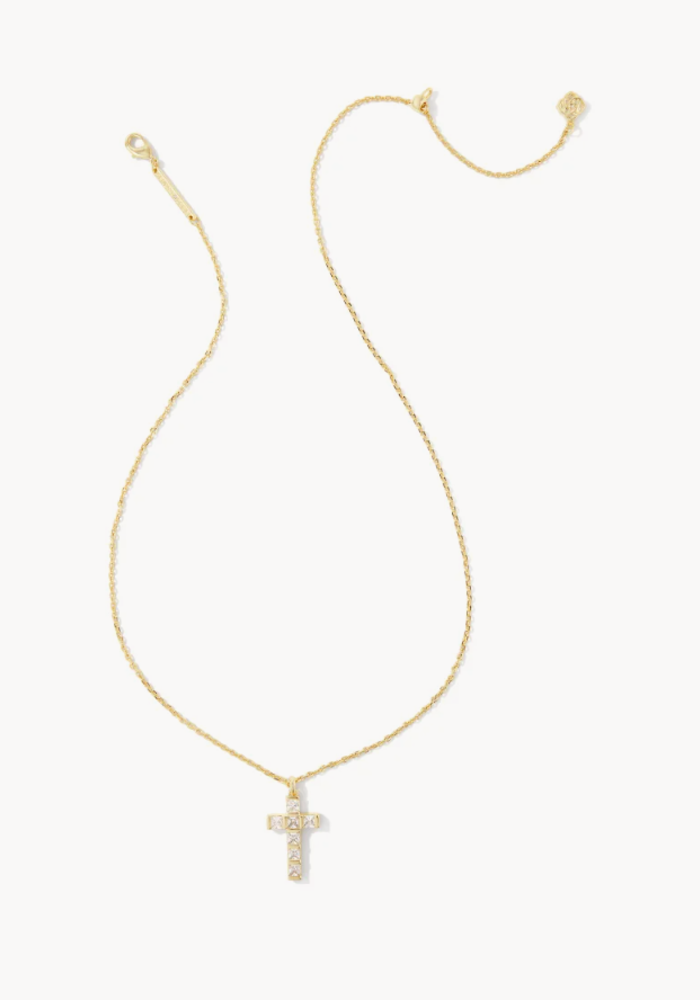 The Gracie Cross Pendant in White Crystal