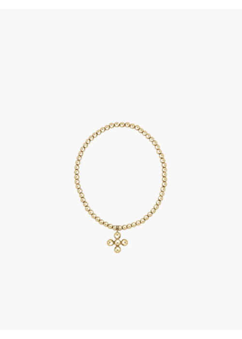 Enewton Classic Gold 3mm Bead Bracelet Classic Beaded Signature Cross Gold Charm 4mm Bead Gold