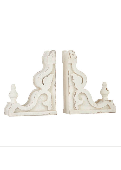 Distressed White Corbel Bookends