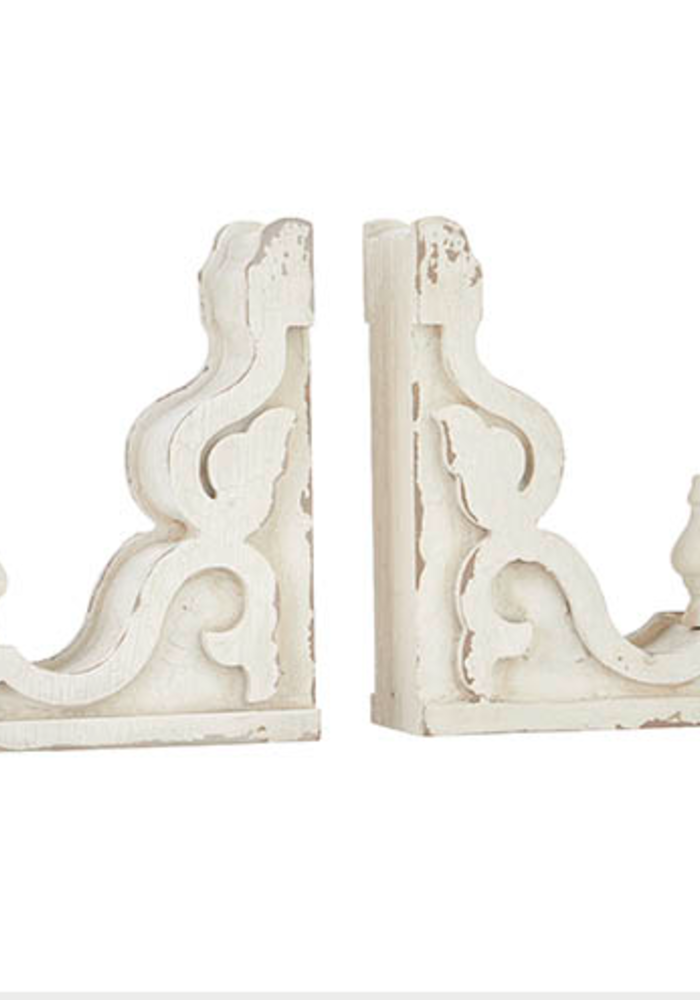 Distressed White Corbel Bookends | Set of 2