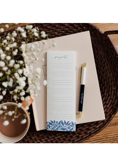 French Blue Floral Prayer List Notepad