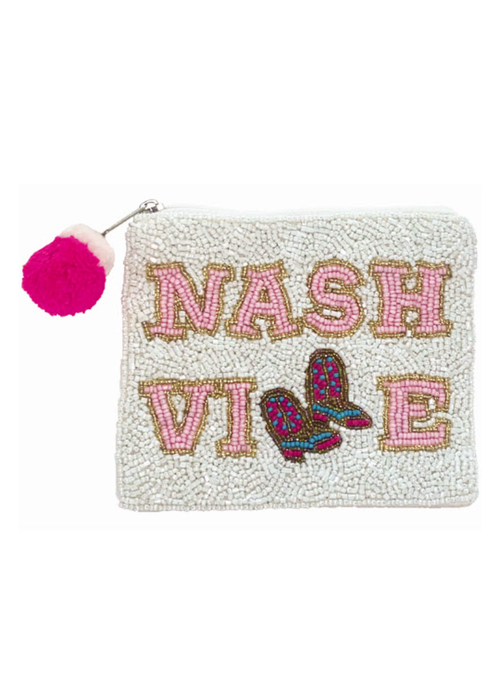 Nashville Pink Boots Beaded Pouch