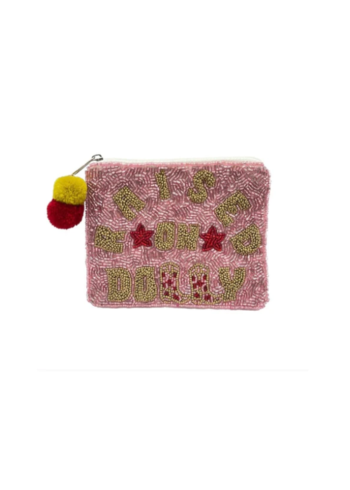 Raised On Dolly Beaded Pouch Pink