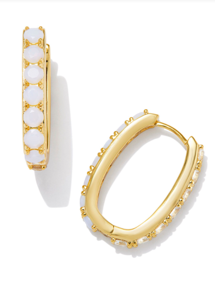 The Chandler Gold White Opalite Mix Hoop Earring