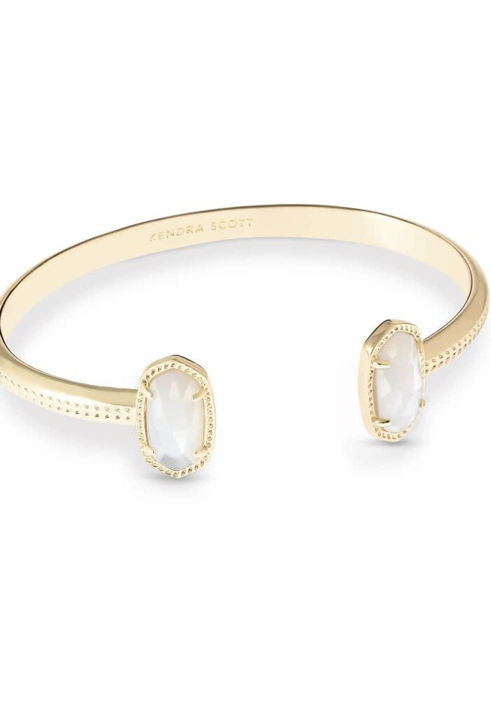 The Elton Gold Cuff Bracelet in Ivory Mother of Pearl