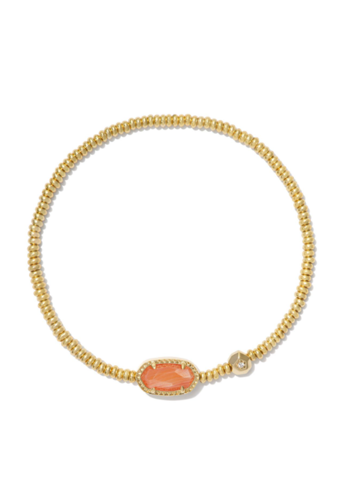 The Grayson  Gold Stretch Bracelet in Orange Banded Agate