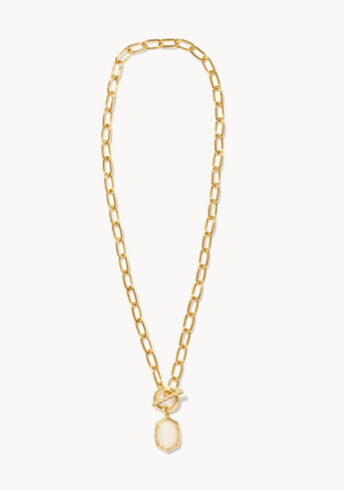 The Daphne Gold Link and Chain Necklace in Ivory Mother of Pearl