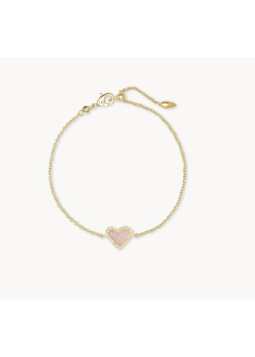 Kendra Scott The Ari Heart Gold Stretch Bracelet in Rose Quartz