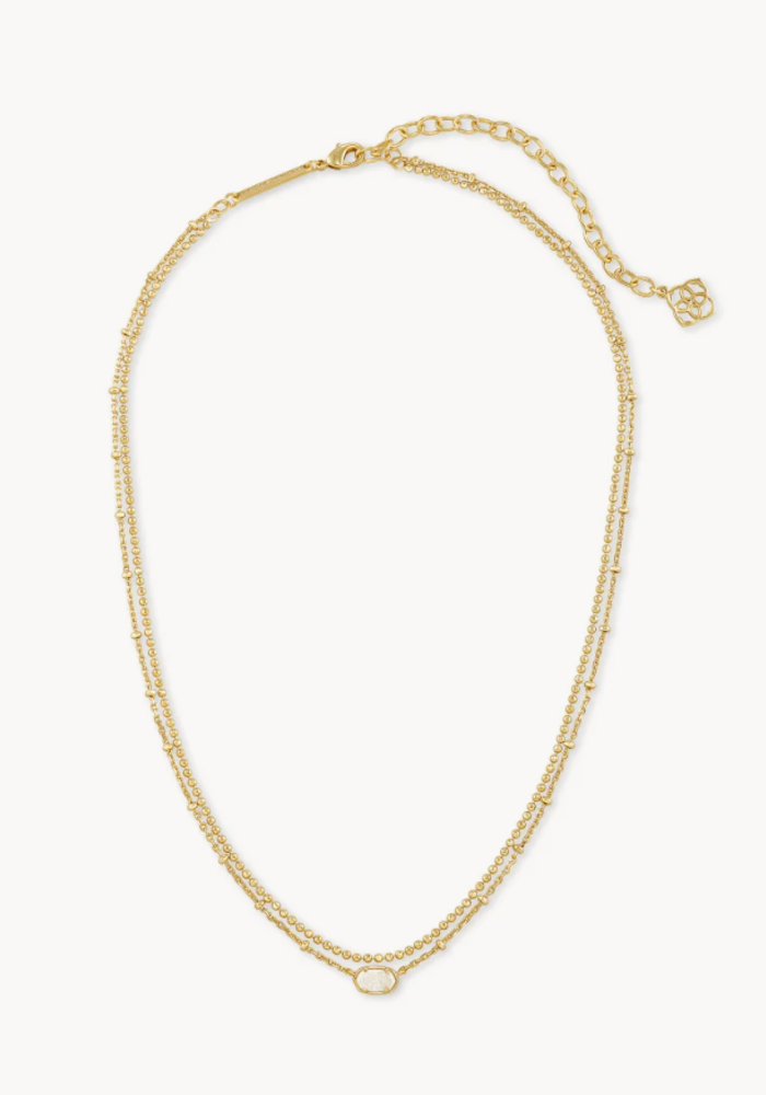 The Emilie Gold Multi Strand Necklace in Iridescent Drusy