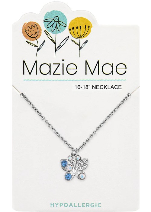 Mazie Mae Silver Opal + Aquamarine Butterfly Necklace