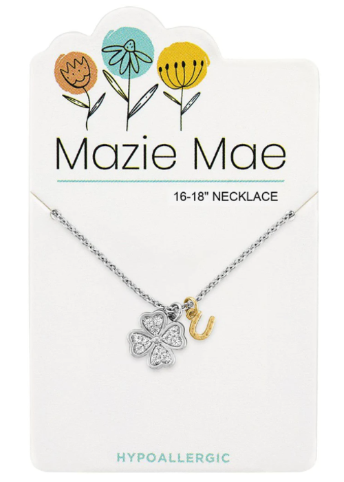 Mazie Mae Silver Crystal Clover + Horseshoe Necklace