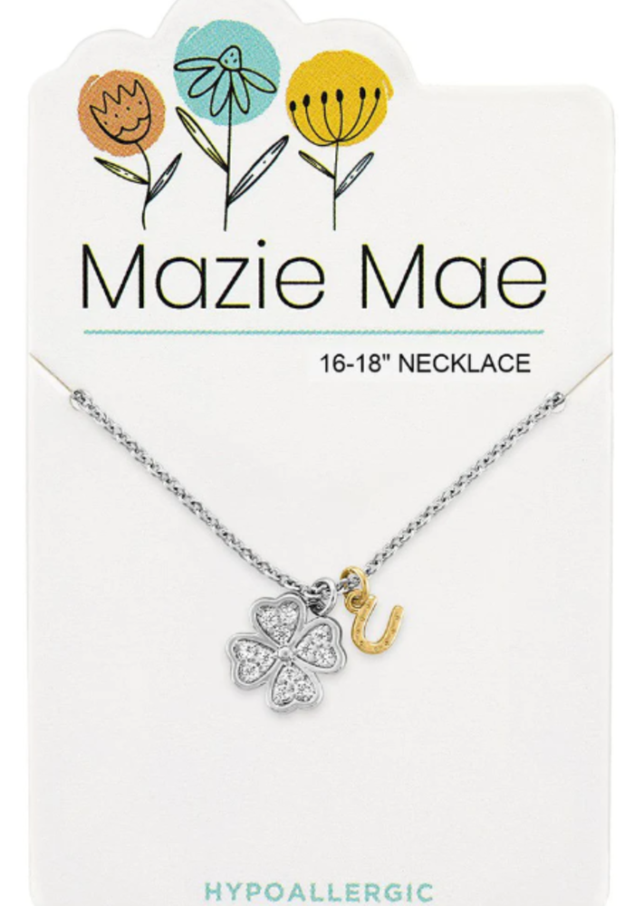 Mazie Mae Silver Crystal Clover + Horseshoe Necklace