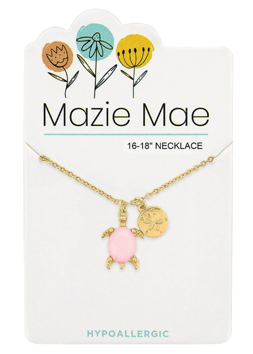 Mazie Mae  Gold Rosewater Opal Turtle + Sand Dollar Dangle Necklace