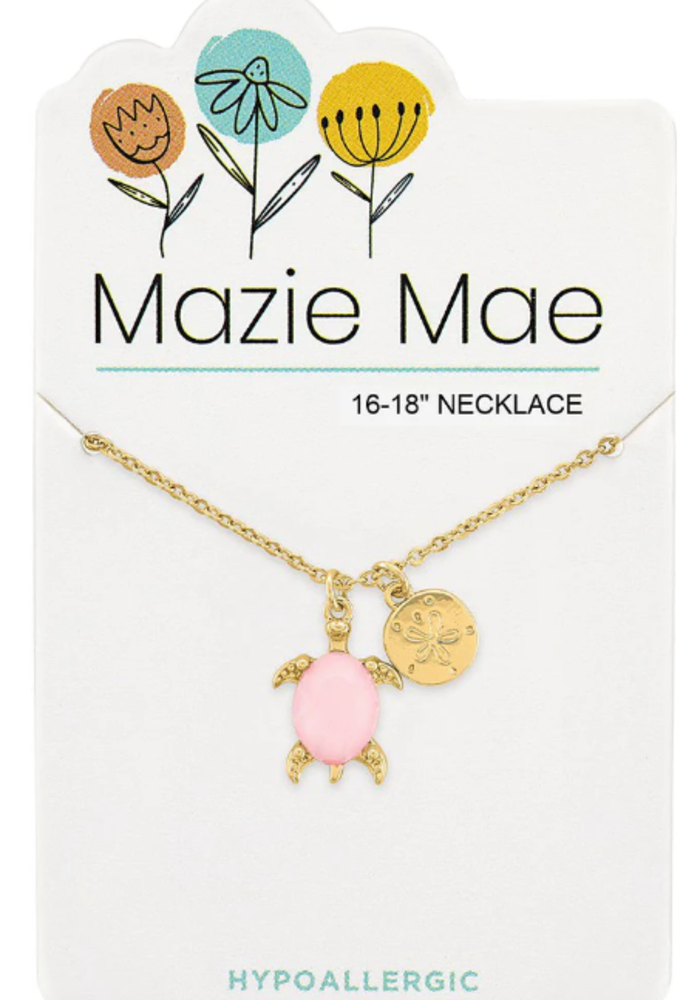 Mazie Mae  Gold Rosewater Opal Turtle + Sand Dollar Dangle Necklace