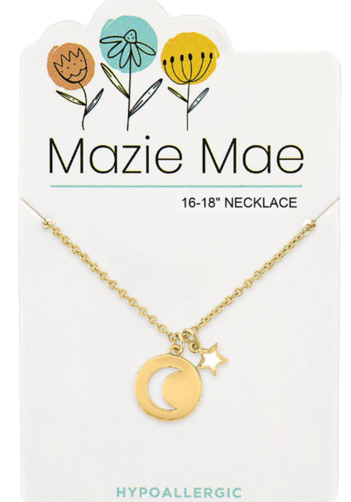 Mazie Mae Gold Moon Pendant + Star Dangle Necklace