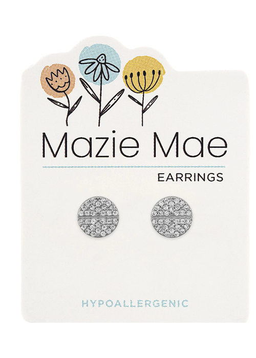 Mazie Mae Silver Split Pave Stud Earrings