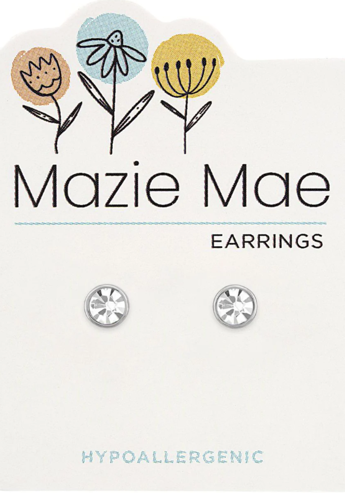 Mazie Mae Silver Crystal Stud Earrings