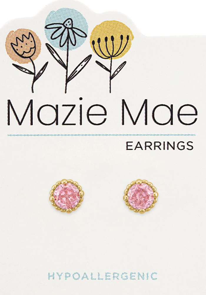 Mazie Mae Gold Beaded Rose Stud Earrings