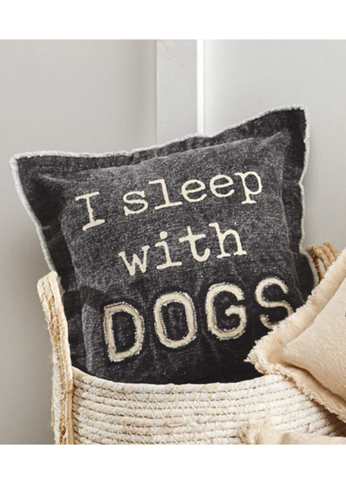 Sleep with Dog Canvas Washed Pillow