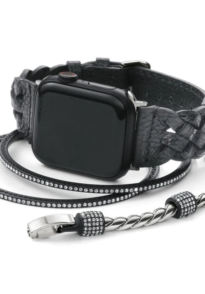 Sutton Braided Black Leather Watch Band