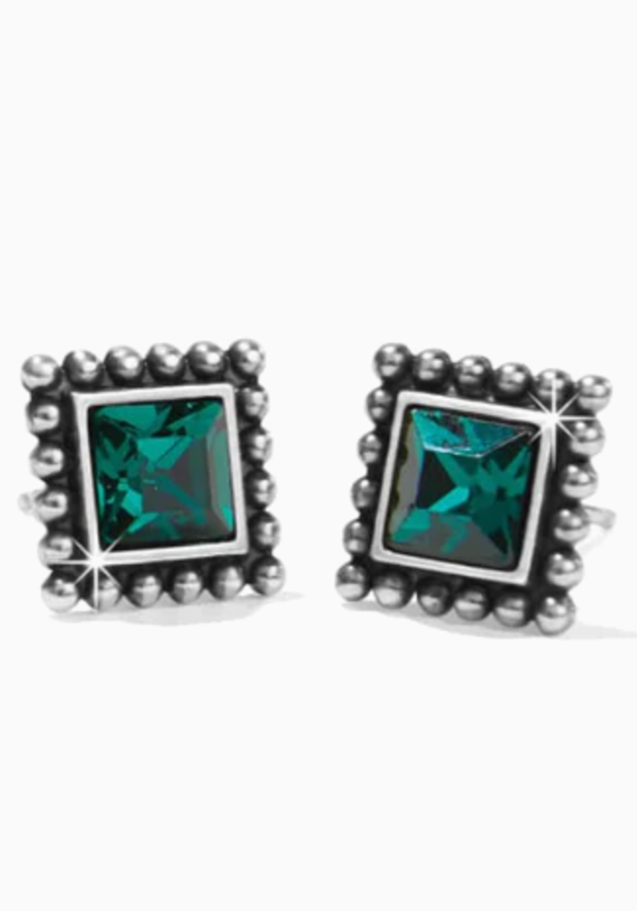 Sparkle Square Mini Post Earrings | Green