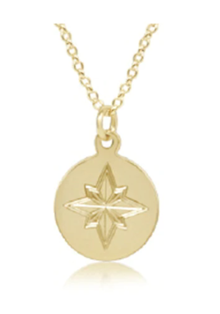 Gold Direction Disc Gold Necklace 16"