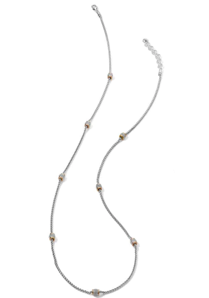 Meridian Two Tone Long Necklace Silver + Gold