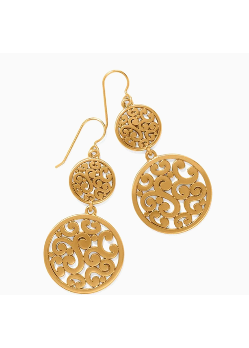 Brighton Contempo Medallion Duo Gold French Wire Earrings