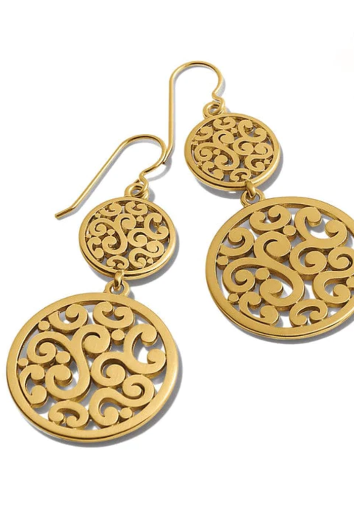 Contempo Medallion Duo Gold French Wire Earrings