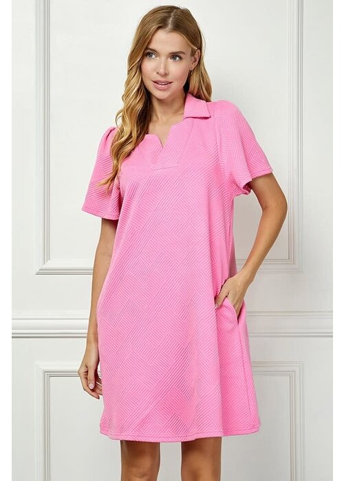 The Lydia Textured Dress | Bubble Gum