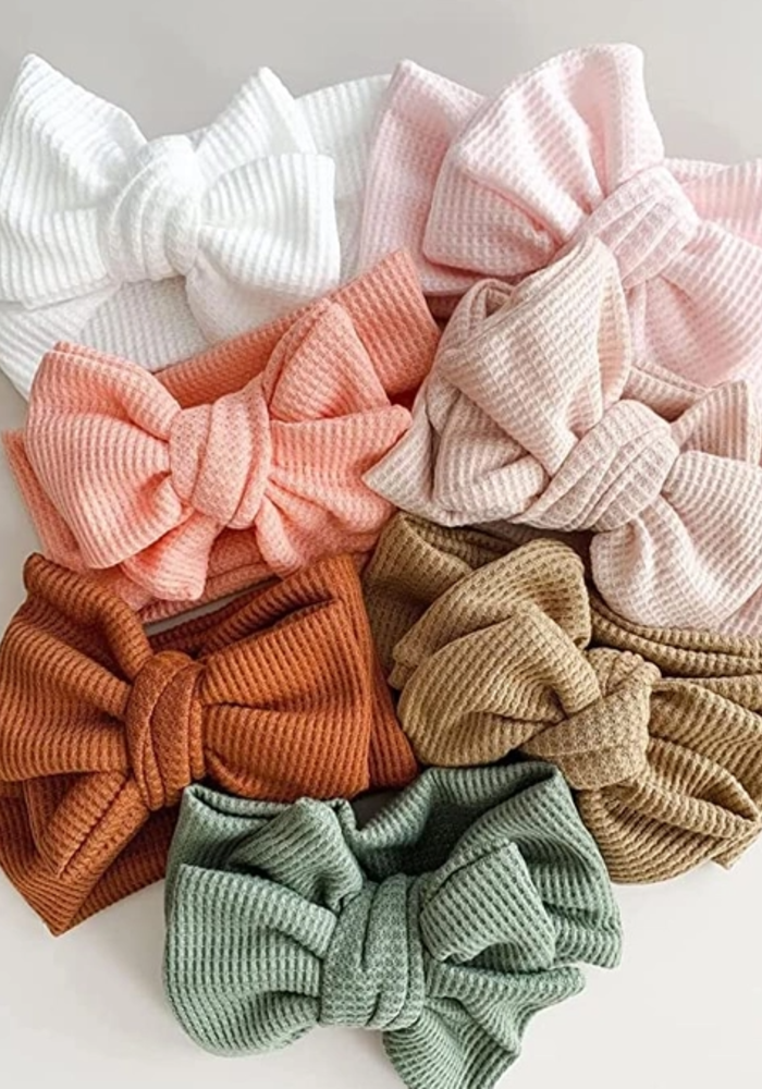 Waffle Knit Baby Bow Headband
