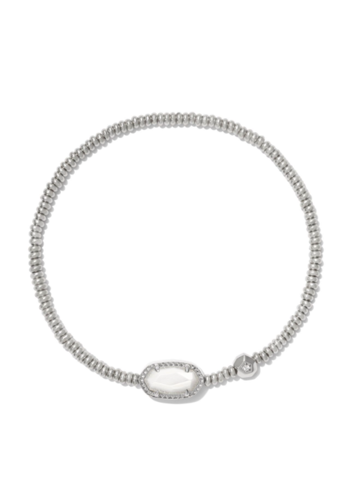The Grayson Silver Stretch Bracelet in Ivory Mother of Pearl