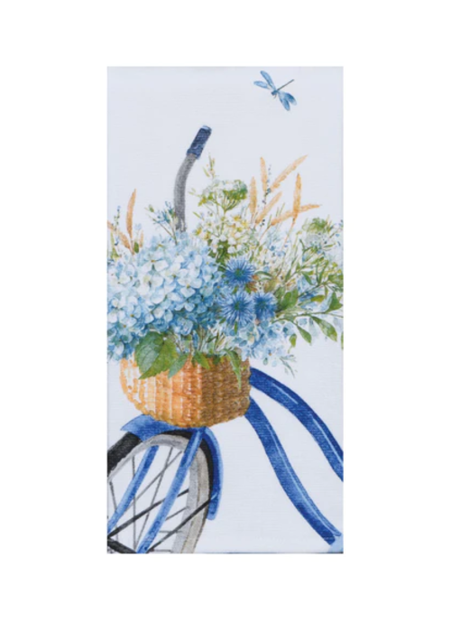 Blue Bike Floral Tea Towel