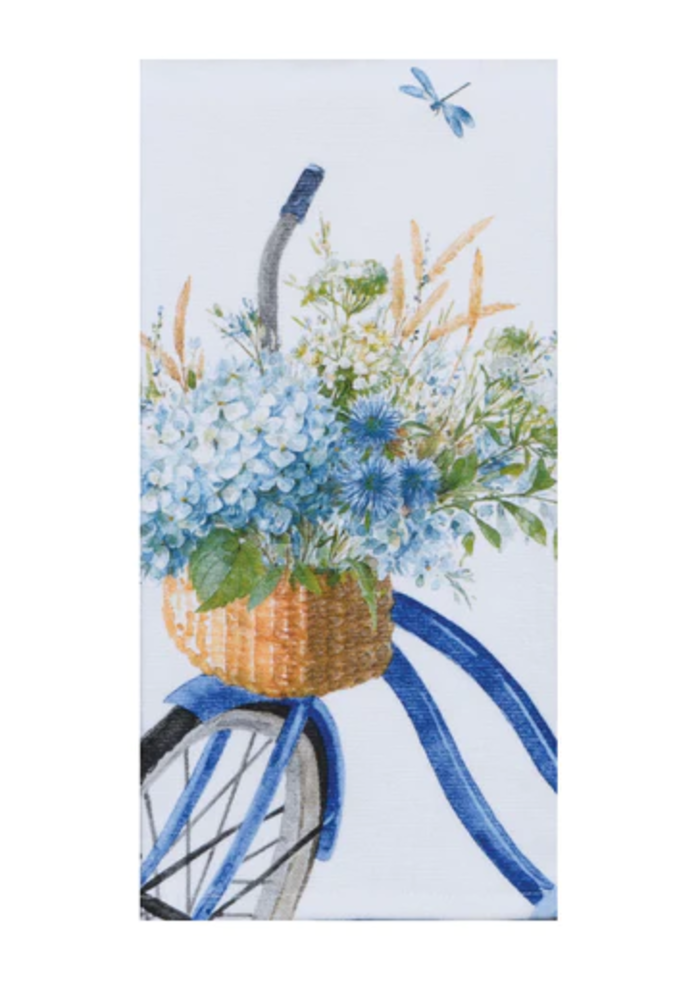 Blue Bike Floral Tea Towel