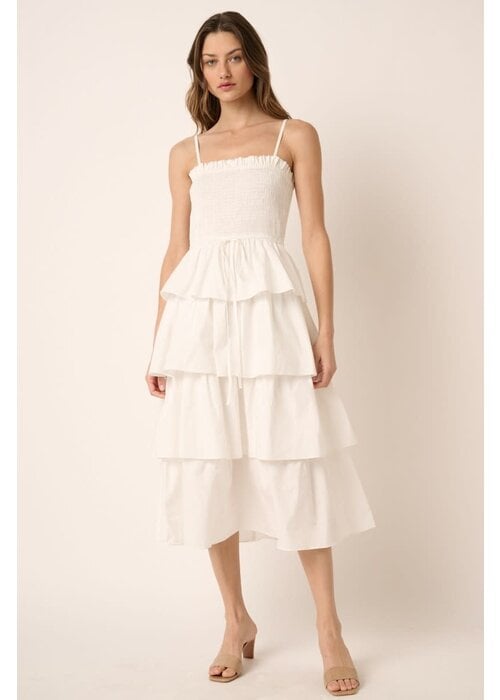 The Gabi Smocked Tiered Dress White