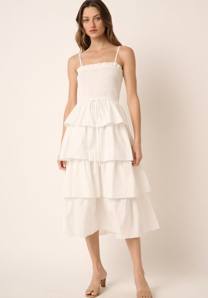 The Gabi Smocked Tiered Dress White