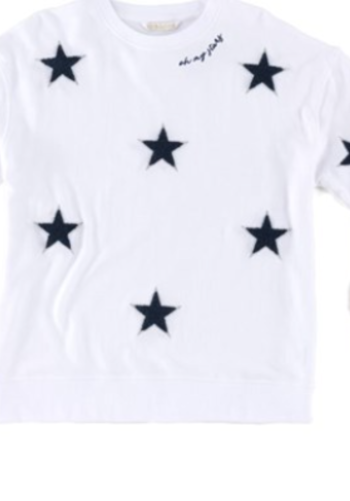 Stars Sweatshirt White Blue Stars