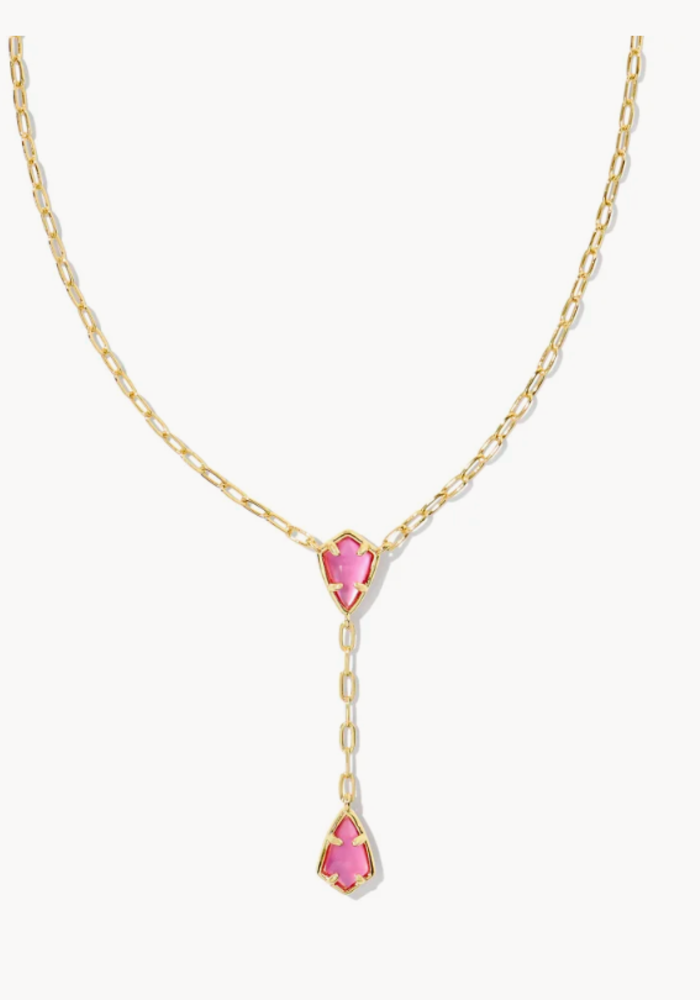 The Camry Gold Y Necklace in Azalea Illusion