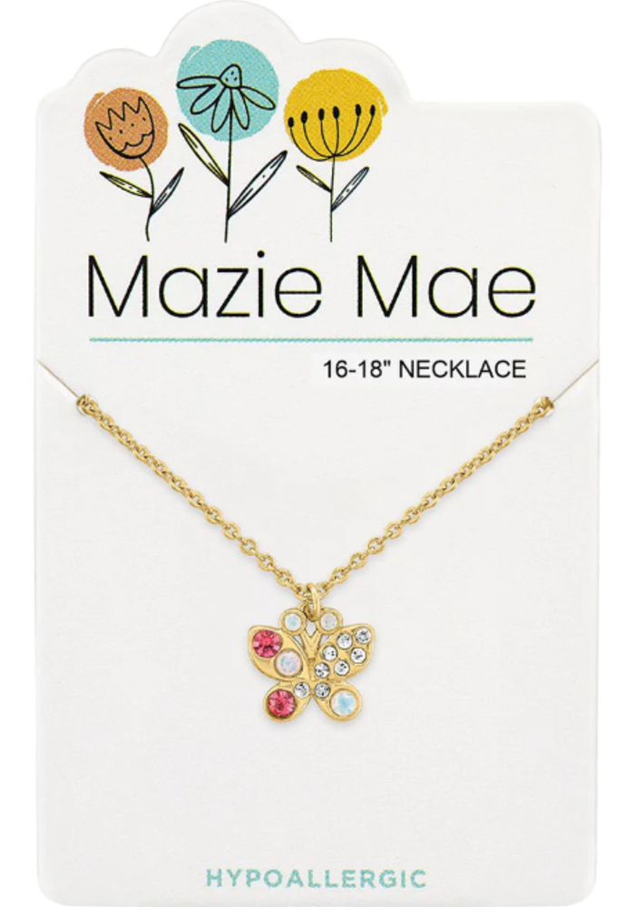 Mazie Mae Gold Opal + Vintage Rose Butterfly Necklace