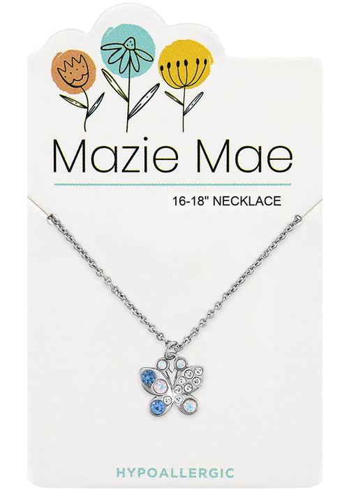 Mazie Mae Silver Opal + Aquamarine Butterfly Necklace