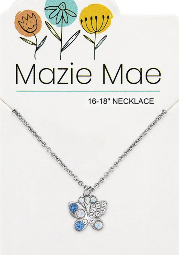Mazie Mae Silver Opal + Aquamarine Butterfly Necklace