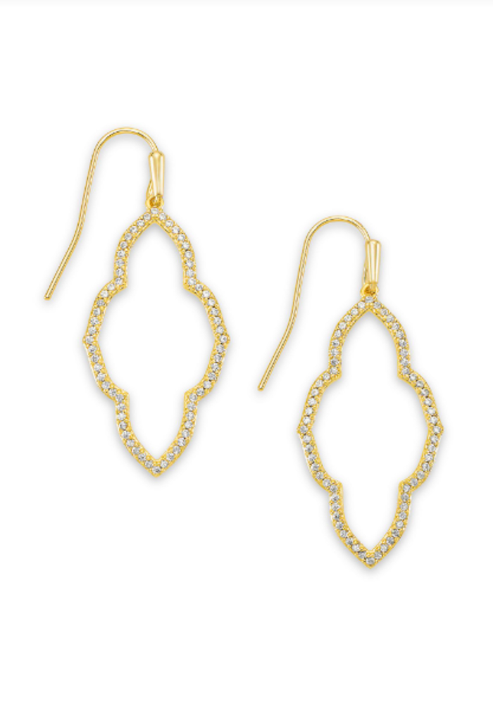 The Abbie Small Open Frame Earrings in White Crystal