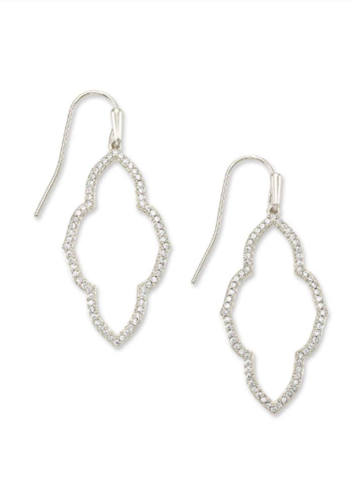 The Abbie Small Open Frame Earrings in White Crystal