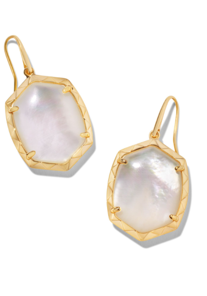 The Daphne Gold Drop Earring in Ivory Mother of Pearl