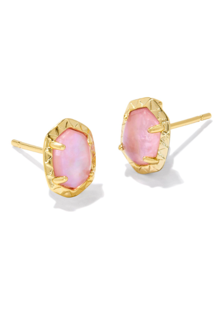 The Daphne Gold Stud Earring in Light Pink Iridescent Abalone